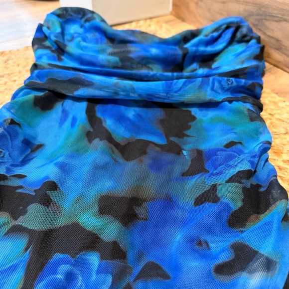 AKIRA Vibrant Blue and Black Patterned Maxi Dress - Picture 3 of 5